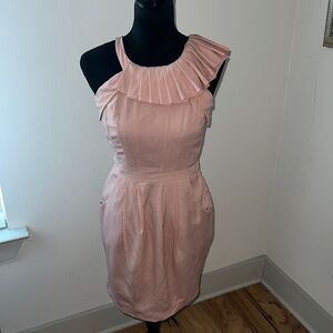 Ark & Co one shoulder pleated collar detail blush dress Sz S